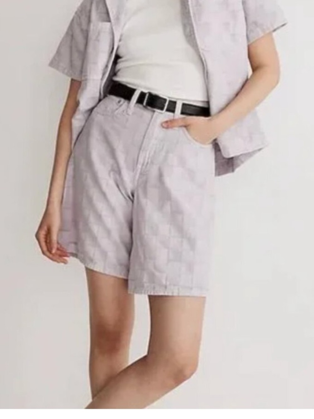 Madewell Lavender Checkerboard Bermuda Shorts Size 25